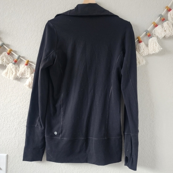 Lululemon In Stride Black Longline Cowl Neck Zip Jacket Luon Casual Yoga Gym 6 - Picture 2 of 14